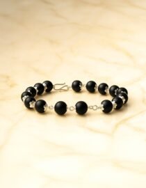 Silver Cap Karungali Malai Bracelet