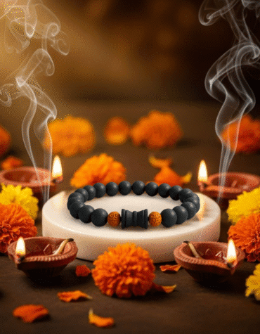 Karungali Rudraksha Damru Bracelet