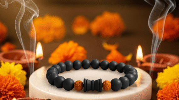 Karungali Rudraksha Damru Bracelet